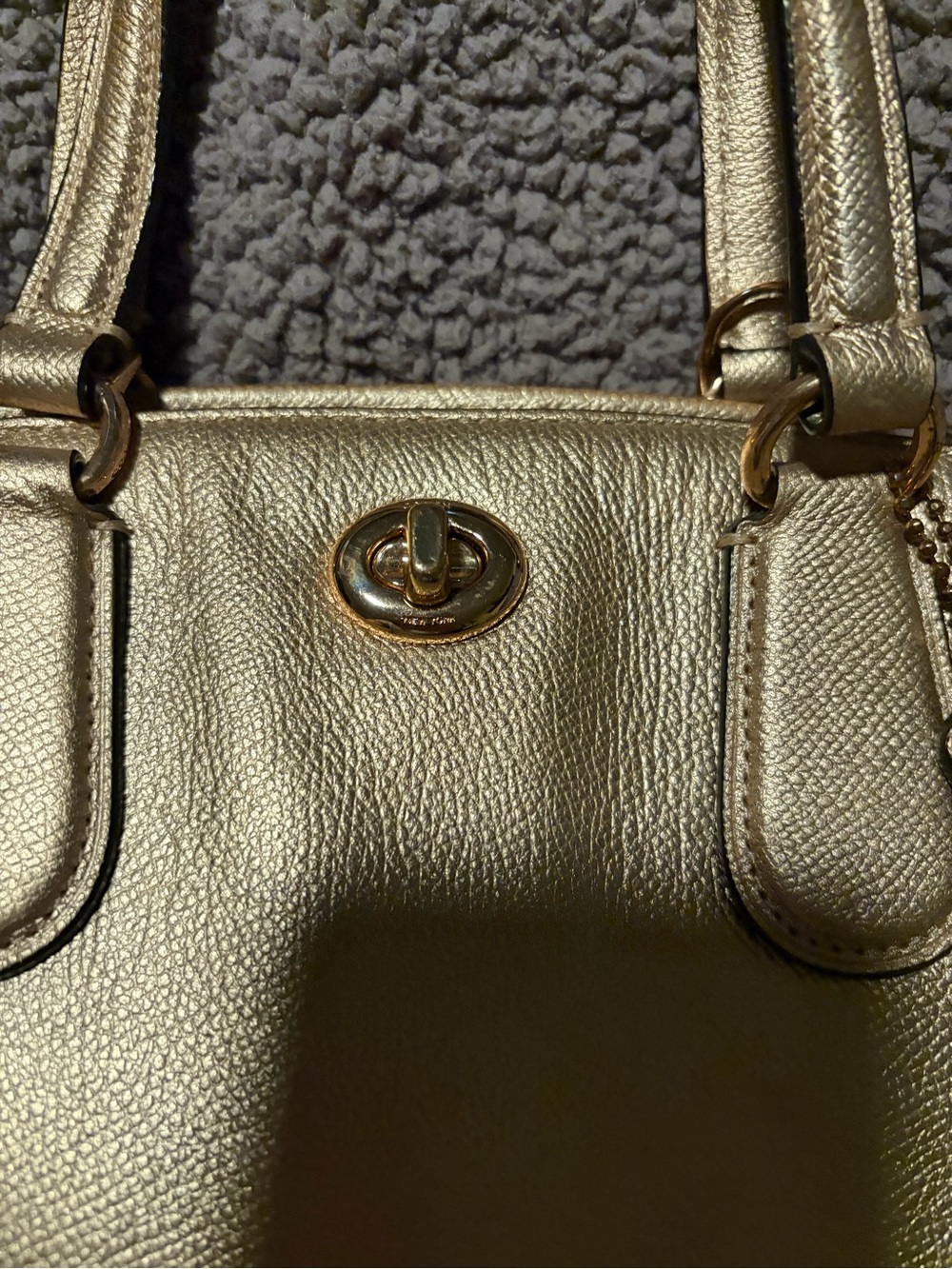 Coach Gold Leather Dome Satchel Handbag - Women's Bag - Picture 2 of 7